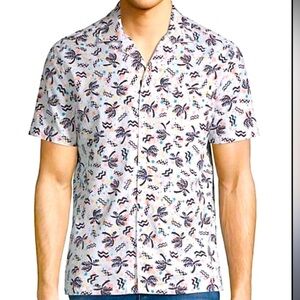 Original Penguin Palm Tree Print Cotton Short Sleeve Button Down Size Small